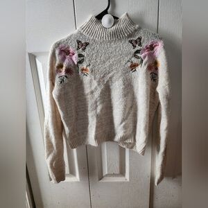Embroidered Cream Sweater